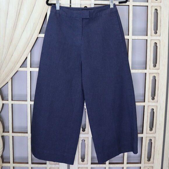 New Who What Wear Denim Wide Leg High Waist Culottes Capri Pants [size 2] - Picture 1 of 10
